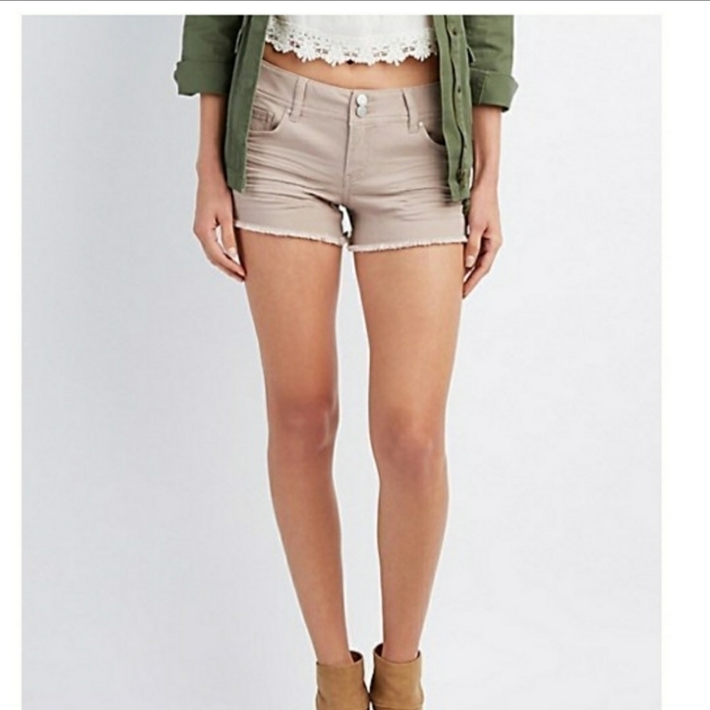 Refuge Button Fly Shorts Frayed 'Cut-Off' Booty Sexy Summer Women's 2 Tan EUC